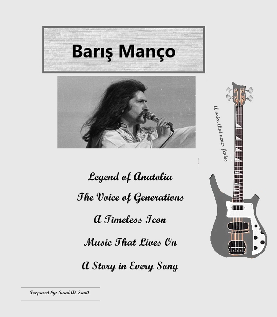 “Portrait of Barış Manço, iconic Turkish musician known for Anatolian rock and cultural influence.”